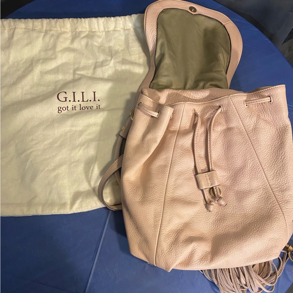 G.I.L.I Blush Pink Leather Convertible Backpack - Picture 3 of 3